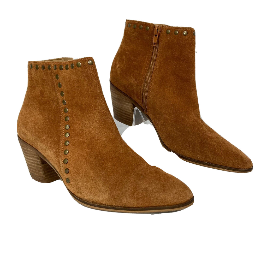 Lucky Brand Tan Suede Studded Ankle Boots